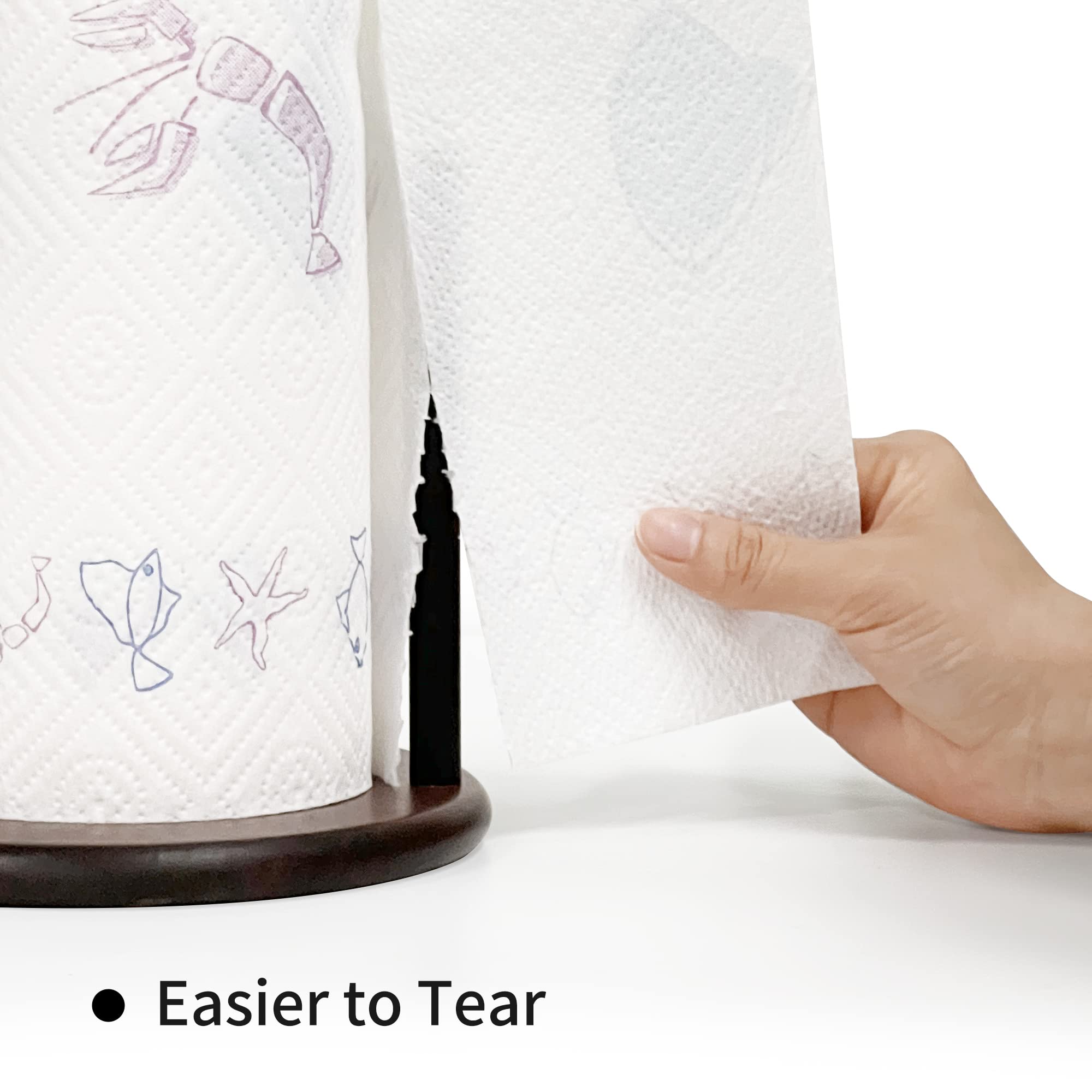 Paper Towel Holder Countertop with Real Wood Round Base  Farmhouse Paper Towel Holder Stand for Kitchen Roll Organize  Wooden Paper Towel Holder for Kitchen Dining Table Home Decor